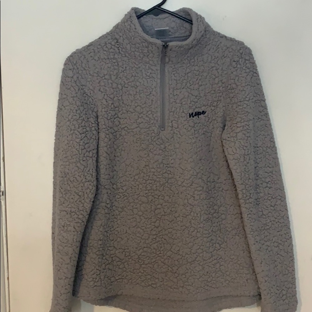 Gray Fluffy Turtle Neck